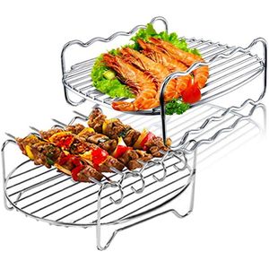 Non-stick Rvs Bbq Accessoires Kip Eend Houder Rack Grill Stand Roosteren Rib Dubbele Laag Rek Spies Bakken lade