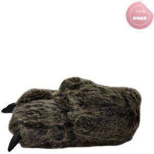 Indoor Slippers Warme Winter Thuis Slippers/Schoenen Beerpoot Luipaard Klauw Pluche Tas Met Katoen Slippers (Bruin Haar)
