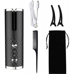 Draagbare Krultang Oplaadbare Automatische Usb Keramische Draadloze Professionele Verwarming Stok Lcd Display Spin Haar Tool