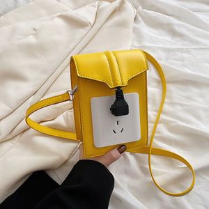 Leuke Mini Messenger Bag Mannen Vrouwen Creatieve Grappig Elektrische Socket Schouder Crossbody Tassen Persoonlijkheid Lederen Telefoon Tas