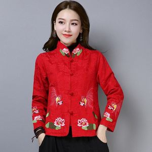 Chinese Stijl Kleding Vrouwen Cheongsam Top Mandarijn Kraag Womens Tops En Blouses Borduurwerk Oosterse Tang Pak Jas 11790