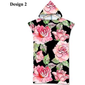 Novelty Mooie Pastorale Rose Bloem Bloemenprint Grote Volwassen Poncho Hooded Zwemmen Zwembad Bad Strandlaken