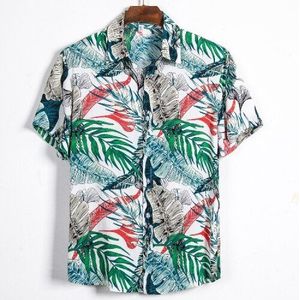 Harajuku Strand Shirts Mannen Korte Mouw Hawaiian Shirts Zomer Bloemenprint Mannen Casual Blouses Losse Surfen Chemise Homme