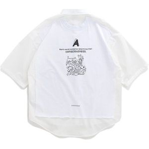 Inflatie Heren Shirts Met Zwart Wit Kleur Oversize Loose Fit Mannen Shirt Streetwear Hip Hop Heren Korte Mouw Shirts 2003S20