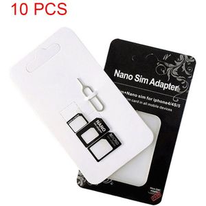 10 Set Nano Micro Mini Standaard Sim-kaart Adapter Kit Set Adapter Gereedschap NC99
