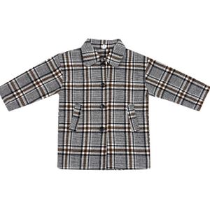 Herfst Engeland Stijl Jongens Wollen Plaid Lange Jassen Kinderen Outwears Kinderen Dik Casual Jassen