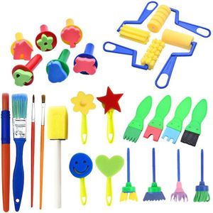 27 Stks/set Diy Schilderen Gereedschap Postzegels Speelgoed Bloem Stempel Spons Borstel Set Art Supplies Voor Kinderen