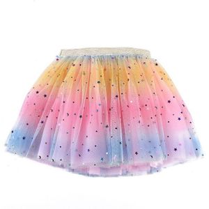 Meisje Sparkly Sterren Snoep Kleur Rok Multi Lagen Meisje Tutu Jurk Maat 2-8T Kinderen Stadium Toont Dagelijks dragen Kostuums 5 Kleuren