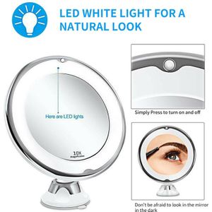 10X Led Verlichting Hoge Vergroting Vergrootglas Led Make-Up Spiegel Badkamer Spiegel Reizen Met Sterke Zuignap