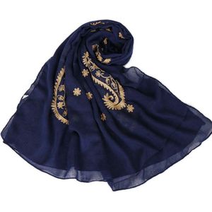 Winter Mode Borduren Cashew Bloemen Viscose Shawl Sjaal Dames Wrap Gouddraad Pashmina Sjaal Moslim Hijab