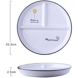 48H Keramische 8 Inch Een Persoon Voedsel Huishoudelijke Ontbijt Servies Kinderen Gewichtsverlies Kwantitatieve Drie-Verdeeld Diner plaat