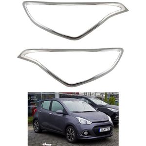 2 stuks ABS HEAD LAMP COVER Auto Chrome Strips Voor Hyundai Grote i10 Accessoires Koplampen Cover Trim