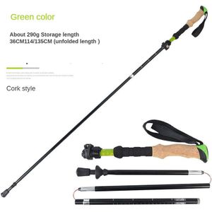 Ultra Licht Outdoor Alpenstock 7075 Vouwen Type 5 Opvouwbare Stok Aluminium Wandelstok Kurk Stijl Wandelen Stok