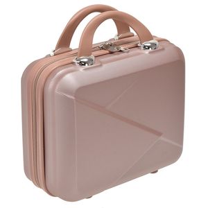14 Inch Reizen Koffer Bagage Carry Op Bording Doos Mannen Vrouwen Effen Kleur Make-Up Tas Abs Rits Tote handtas