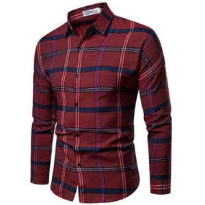 Mode mannen Luxe Toevallige Controle Shirt Lange Mouw Slim Fit Plaid Dress Shirts Tops