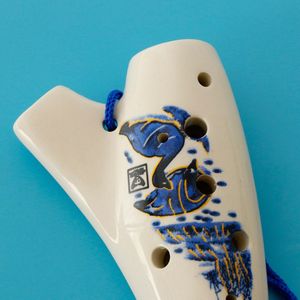 Alto C 12 Hole Ceramic Ocarina Classic Musical Instrument for Beginner White