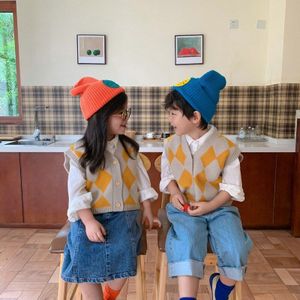 2022 Herfst Producten Koreaanse Jongens En Meisjes Mouwloos Vest Gebreide Trui Vest Jas