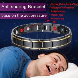 Mannen Magnetische Therapie Armband Klassieke Titanium Staal Anti-Snurken Gezondheidszorg Anti Snurken Polshorloge Slaap Snurken