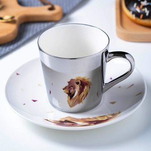 250Ml Reflectie Keramische Kopje Koffie Thuis Drinkware Zilver Reflectie Mok Creatieve Verrassing Cadeau Voor Vrienden Engels Thee Set