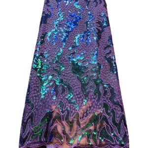 Afrikaanse Kant Stof 2022 Kant Pailletten Franse Netto Kant Tulle Mesh Stoffen Bruiloft Pailletten Stoffen VL91378 Sky Blue