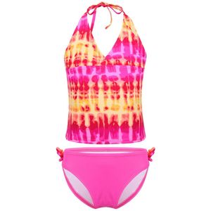 Freebily Kids Teens Tweedelige Tankini Badpak Kinderen Meisjes Mambo Tie-Dye Zwemmen Tops Slips Bikini Badpak suits