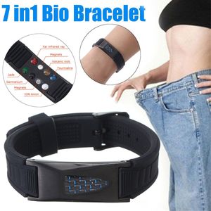 Unisex Siliconen Armband Stijlvolle 7 In 1 Titanium Magnetische Energie Polsband Met Verstelbare Band Voor Vrouwen Mannen