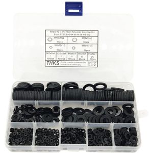600 Stuks Black Nylon Rubber Platte Washer Assortiment Kit Voor M2 M2.5 M3 M4 M5 M6 M8 M10 M12 Vlakte reparatie Wasmachine Meubels Pakking Kit