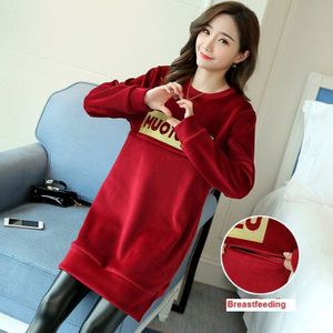 Herfst Winter Koreaanse Mode Moederschap Verpleging Hoodies Warm Velours Voeden Sweatshirt Kleding voor Zwangere Vrouwen Zwangerschap Tops