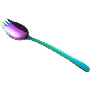 Muitifunctional Draagbare Keuken Lepels Vork Roestvrij Stalen Lepel Spork 2 In1 Salade Noedels Vork Lepel Reizen Picknick Servies