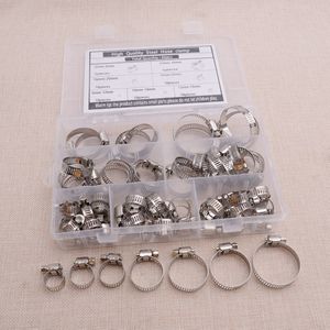 60 Stks/set Auto Zilver 7-Size Roestvrij Stalen Klem Assortiment Hoepel Slangklemmen W/Box Voor Brandstof Lijn/Wormwiel Slangen