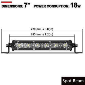 Slim Led Light Bar Enkele Rij 7 &quot;13&quot; 20 &quot;Inch 18W 36W 54W Spot flood Beam Voor Auto Suv 4X4 Off Road Led Verlichting Lamp 12V 24V