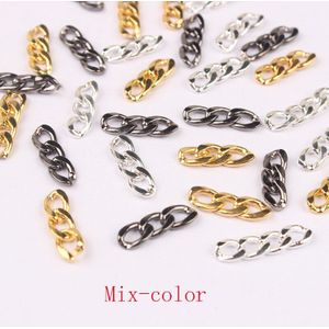 3 Sectie Keten Nail Art Legering Accessoires Goud En Zilver Punk Wind Platte Ketting 4X14 Mm Nail Chain ornamenten