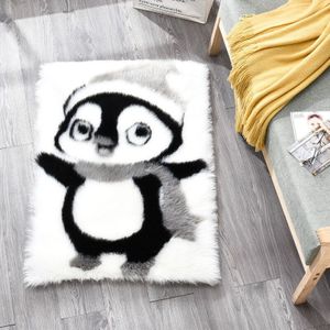 Panda Koala Pinguïn Tijger Patroon Tapijten Leuke Woonkamer Harige Kinderen Bont Karpetten Antislip Suede Wit Zwart faux Fur Mat