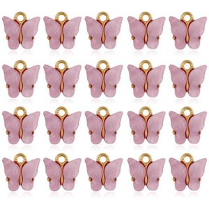 20 Stuks Kleurrijke Acryl Vlinder Charmes Hanger Voor Diy Ketting Armband Oorbellen Sieraden Maken Crafting 8 Kleuren