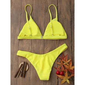 Vrouwen Bikini Set Push-Up Bh Solid Tweedelige Badpak Badmode Driehoek Badpak