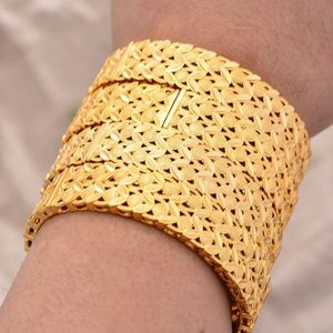 24K 4 Stks/partij Bruiloft Gouden Kleur Dubai Armbanden Voor Vrouwen Vrouw Arabische Bruid Ethiopische Armband Gold Afrika Bangle Arabische sieraden