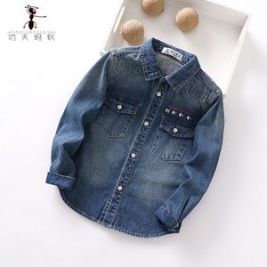 Baby Boy Katoenen Shirt Kid Lange Mouwen Tops Jeans Shirt Lente Kind Kleding Denim Shirt Jongen Casual Blouse Kleding