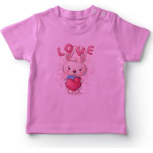 Angemiel Baby Holding Hart Leuke Kat Baby Meisjes T-shirt Roze