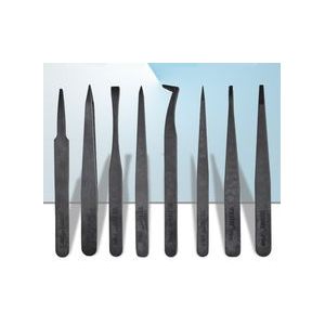 Vetus Originele Anti-Statische Zwarte Carbon Fiber Plastic Pincet Zuur En Alkali Weerstand Nijptang Voor Stofvrij Schoon kamer