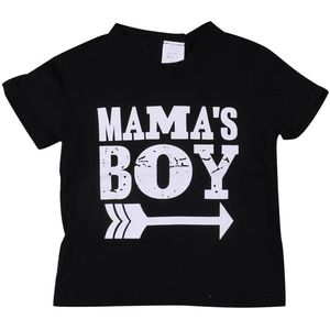 Zomer peuter baby baby Jongens T-Shirts Mama Jongen Print Korte Mouw Katoen zwarte T-shirt voor baby 0-24M