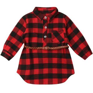 Pudcoco Pasgeboren Kids Baby Meisjes Rode Casual Plaid Blouses & Shirts Baby Meisje Stijl Baby Meisje Top Plaid Shirt jurk Vestidos