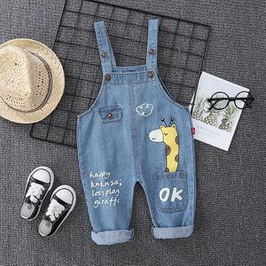 Jongens Jeans Overalls Mode Herfst Kinderen Band Cartoon Giraffe Katoen Jumpsuit Casual Kids Meisjes Kleding Overalls Broek