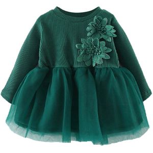 Chiffon Bloemen Jurk Baby Meisjes Bloem Tule Jurk Prinses Lange Mouwen Winter Jurk Baby Meisjes Party Casual Kleding Gh4