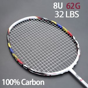 Veer Afdrukken Carbon Fiber Super Licht 8U 62G Badminton Rackets G5 Max Spanning 32LBS Racket Met Zakken Snaren Racket sport