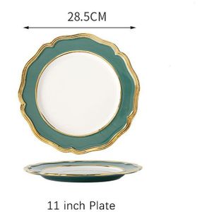 Keramische Diner Plaat Luxe Gold Inlay Lader Plaat Bloemvorm Plaat Gerechten En Kom Servies Set Voor Bruiloft Banket