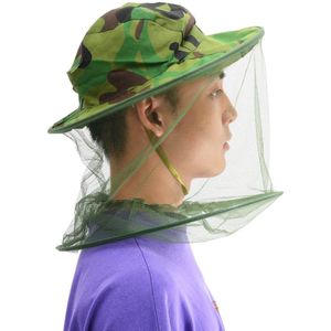 Camouflage Vissen Hoed Bijenteelt Insecten Klamboe Preventie Cap Mesh Vissen Cap Outdoor Hals Head Cover Protector