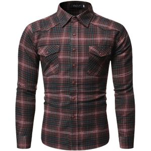 Herfst Winter Camisa Sociale Plaid Shirt Heren Lange Mouwen Dunne Wollen Jas Koreaanse dress Shirt Mannen