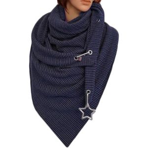 Vrouwen Winter Warm Grote Sjaal Met Knop Ster Hanger Effen Kleur Sjaal Wrap X5XA