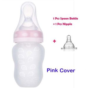 180 ml 2 Tepels Silicone Baby Zuigfles Melk Silicone Zuigfles met Lepel (Lepel Bonus)