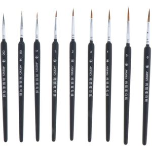 9Pcs Kwast Set Professionele Extra Fijne Detail Art Olieverf Penselen